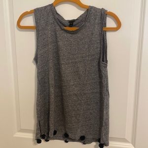 Like new J. Crew XS linen muscle tank top with black Pom Pom flair!